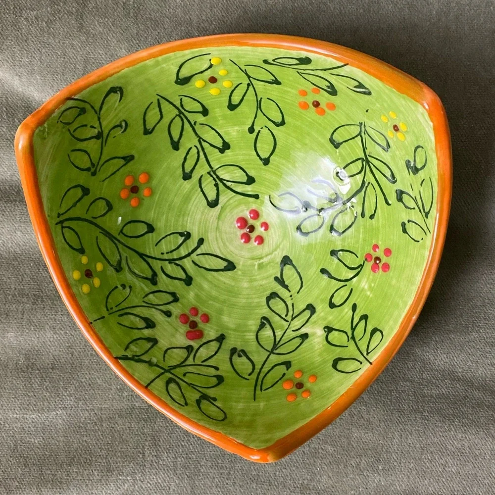 Rectangular small decorative bowl hand painted ceramic made in Spain